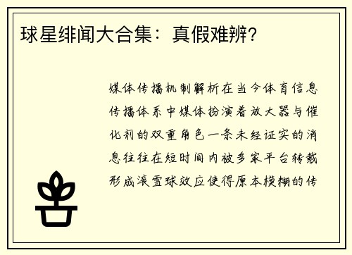 球星绯闻大合集：真假难辨？